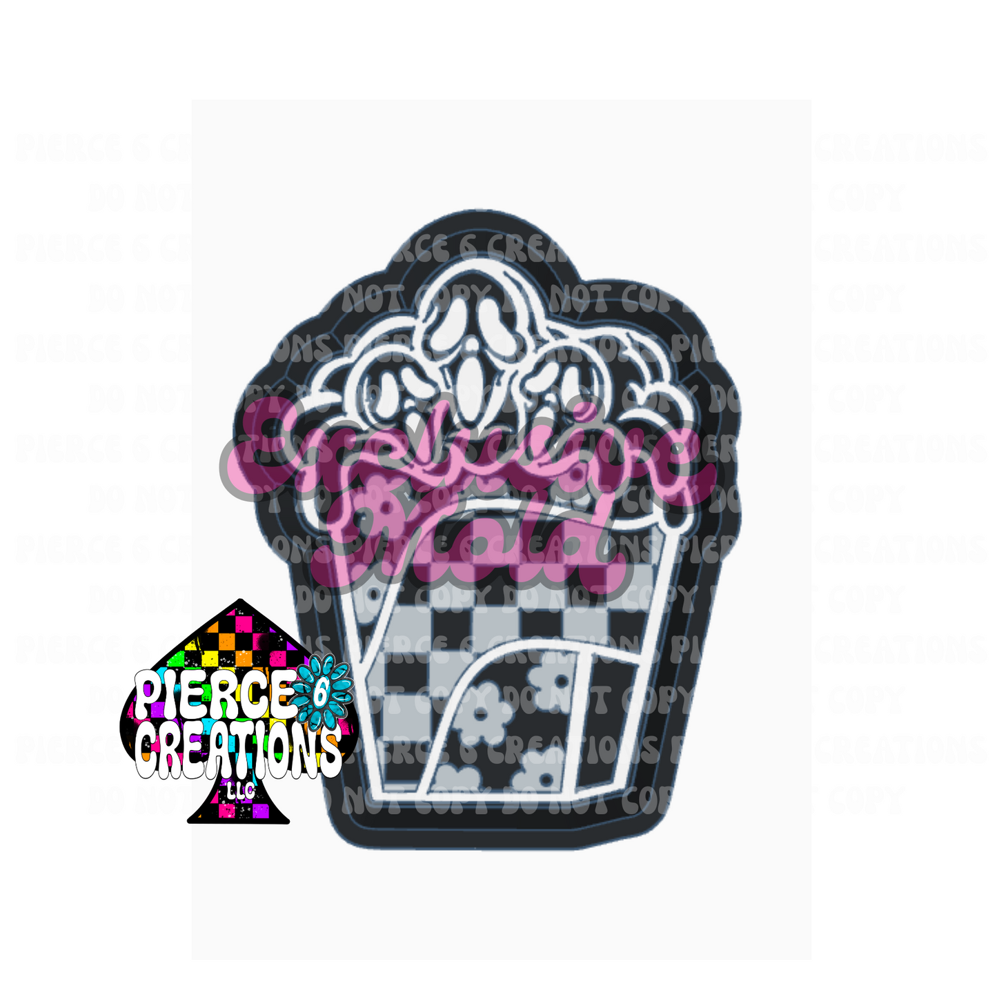 Checkered Floral Ghost Popcorn Mold