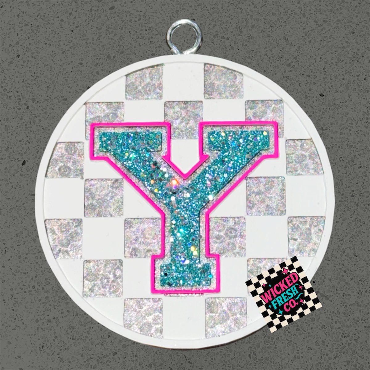 Varsity Letter Checkered Circle Insert