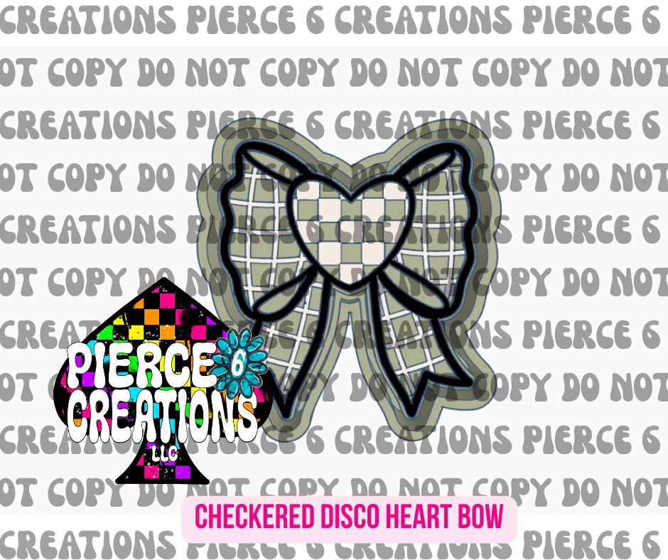 CHECKERED DISCO HEART BOW MOLD