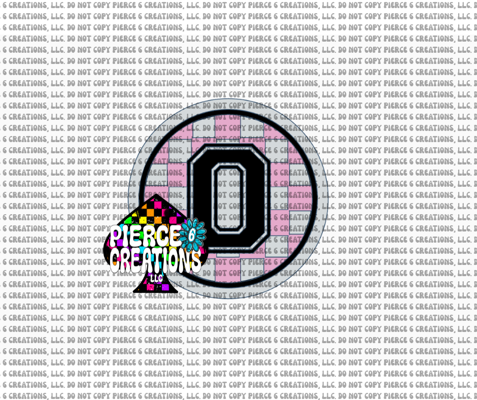 Varsity Letter Checkered Circle Insert