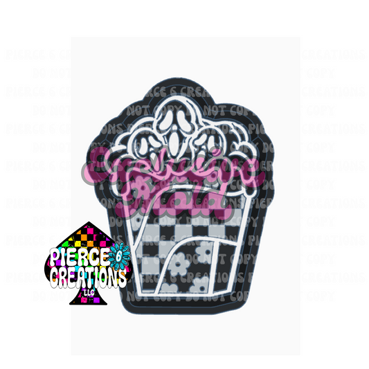 Checkered Floral Ghost Popcorn Mold