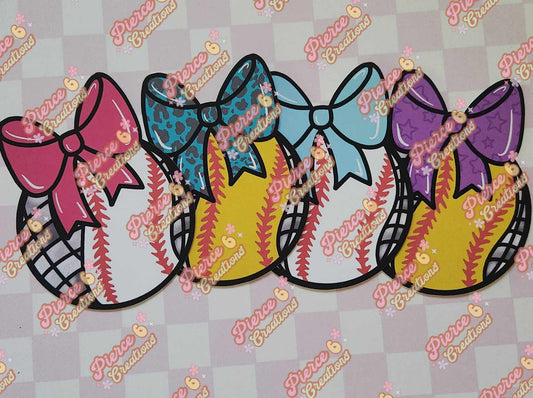 Disco Softball/Baseball w/Bow Cardstock