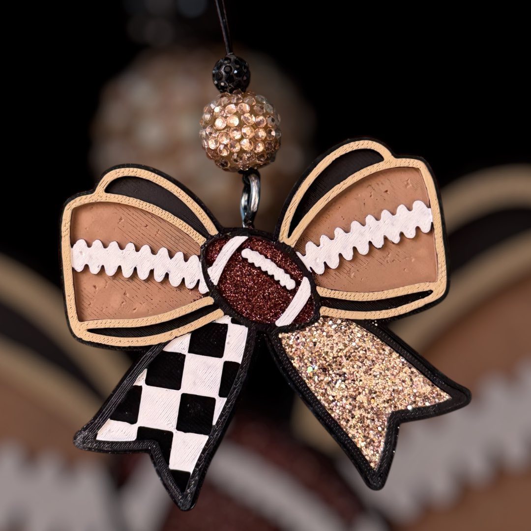 Checkered Football Bow Mold