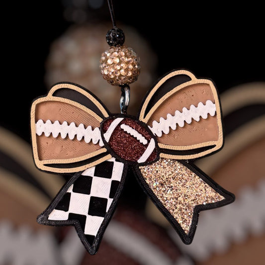 Checkered Football Bow Mold