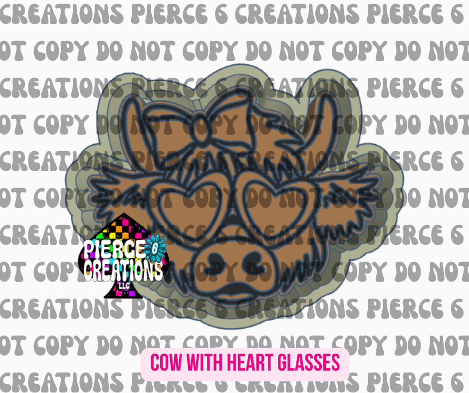 COW WITH HEART GLASSES MOLD