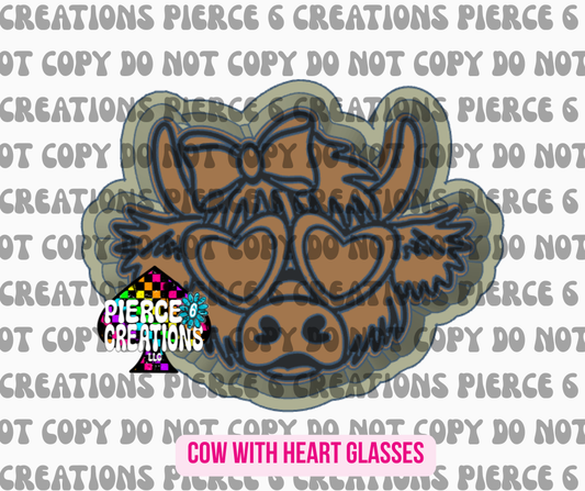 COW WITH HEART GLASSES MOLD