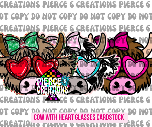 COW WITH HEART GLASSES CARDSTOCK