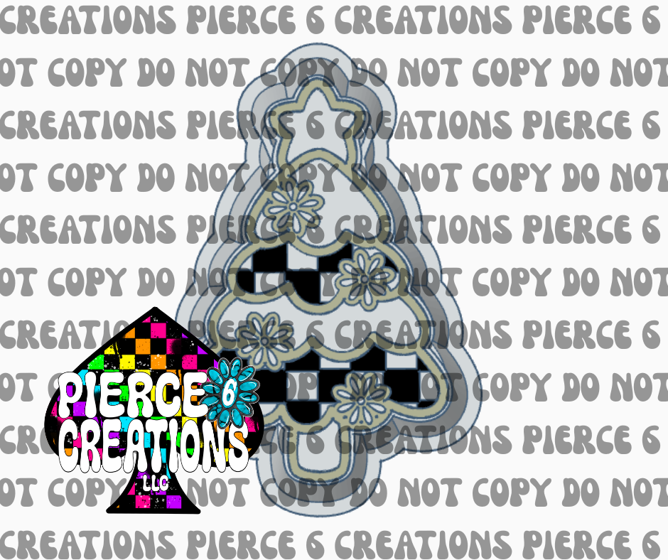 Checkered Floral Christmas Tree Mold