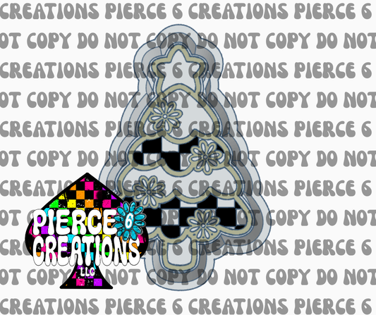 Checkered Floral Christmas Tree Mold