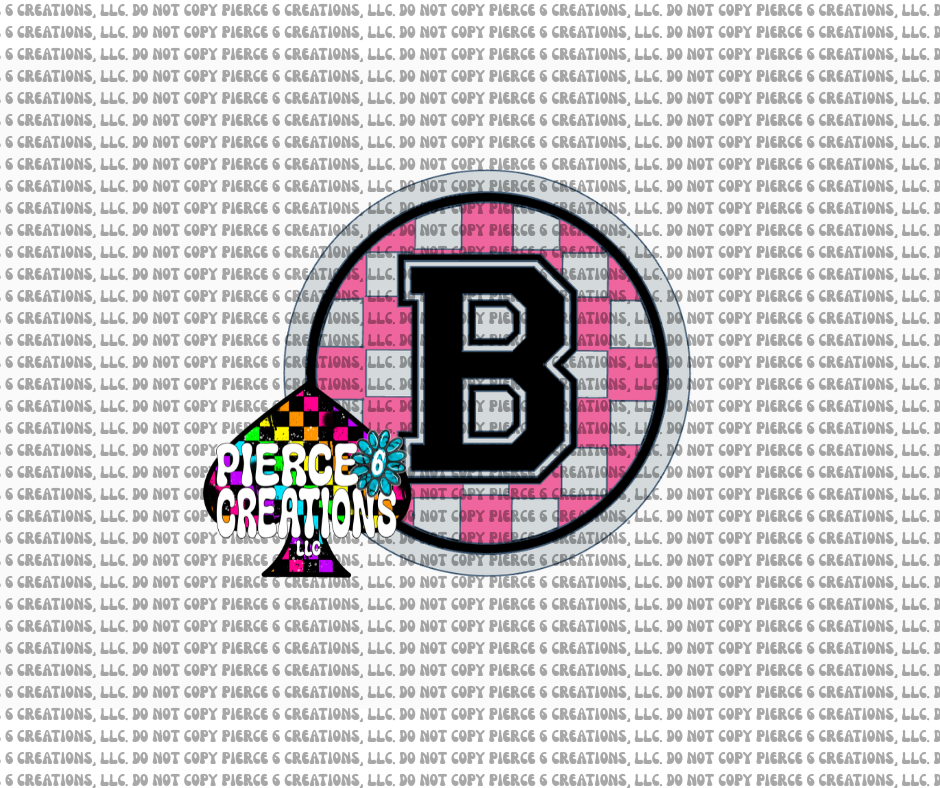 Varsity Letter Checkered Circle Insert
