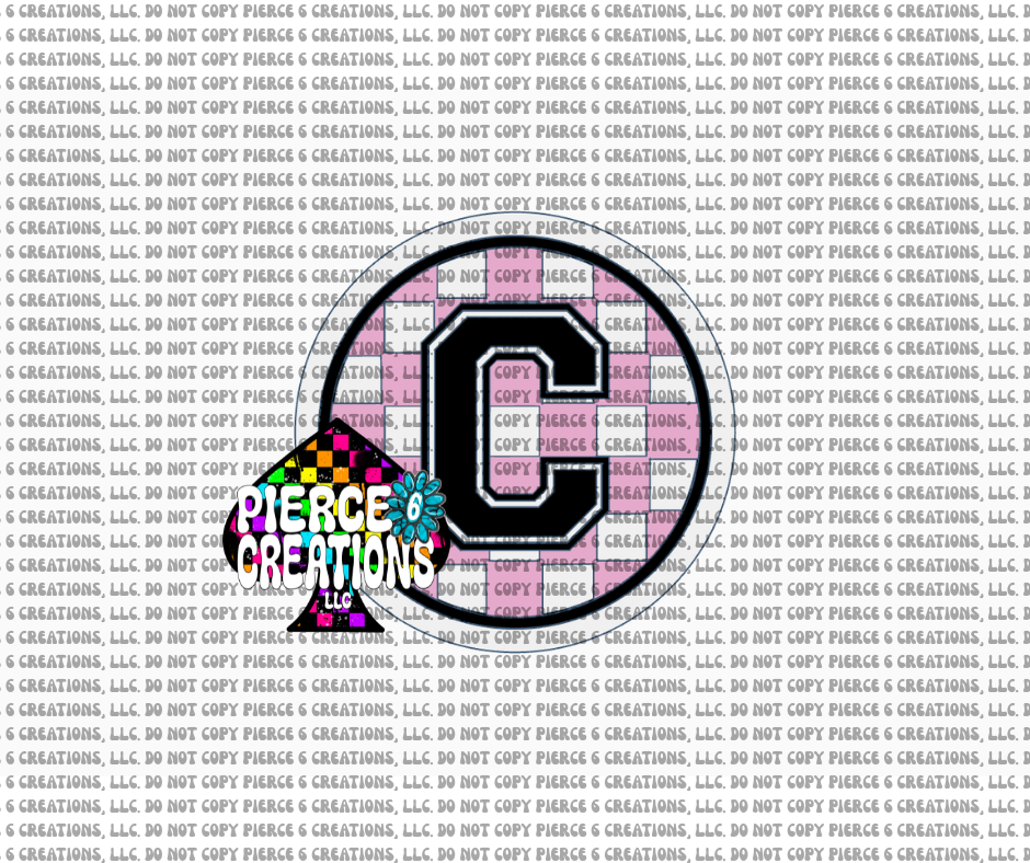 Varsity Letter Checkered Circle Insert