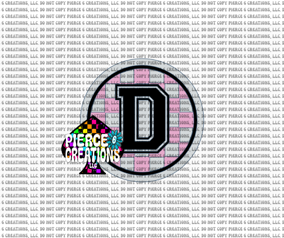 Varsity Letter Checkered Circle Insert
