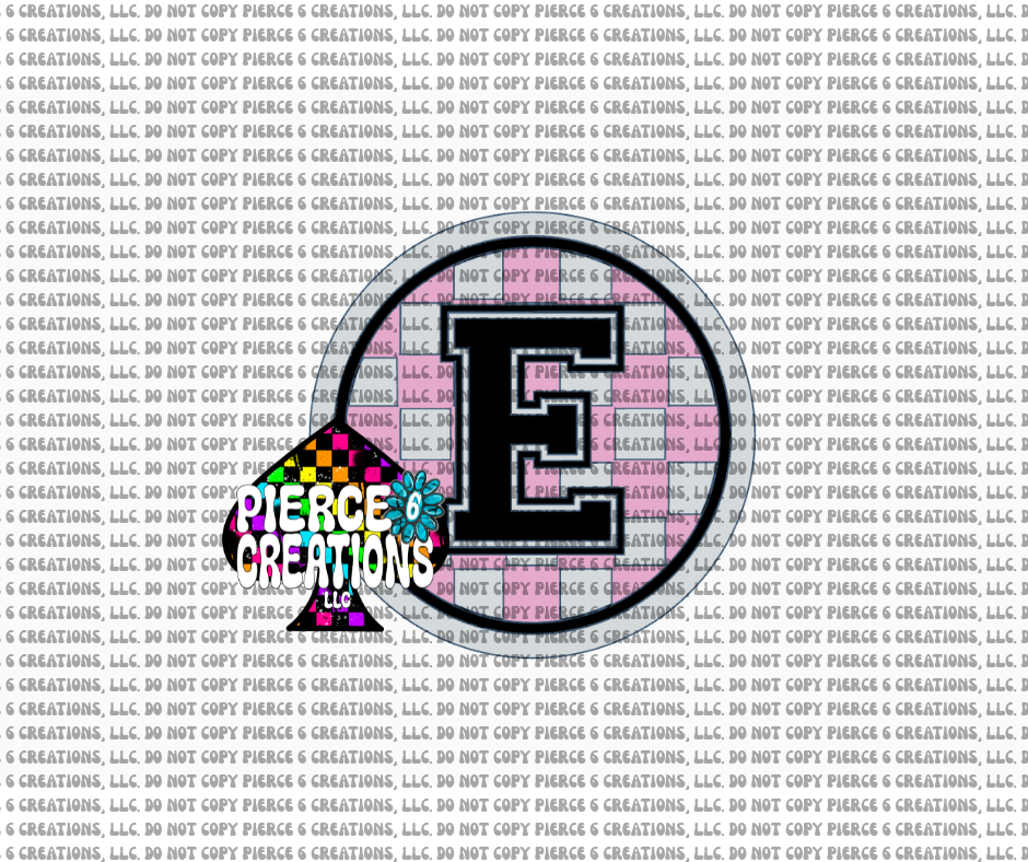 Varsity Letter Checkered Circle Insert
