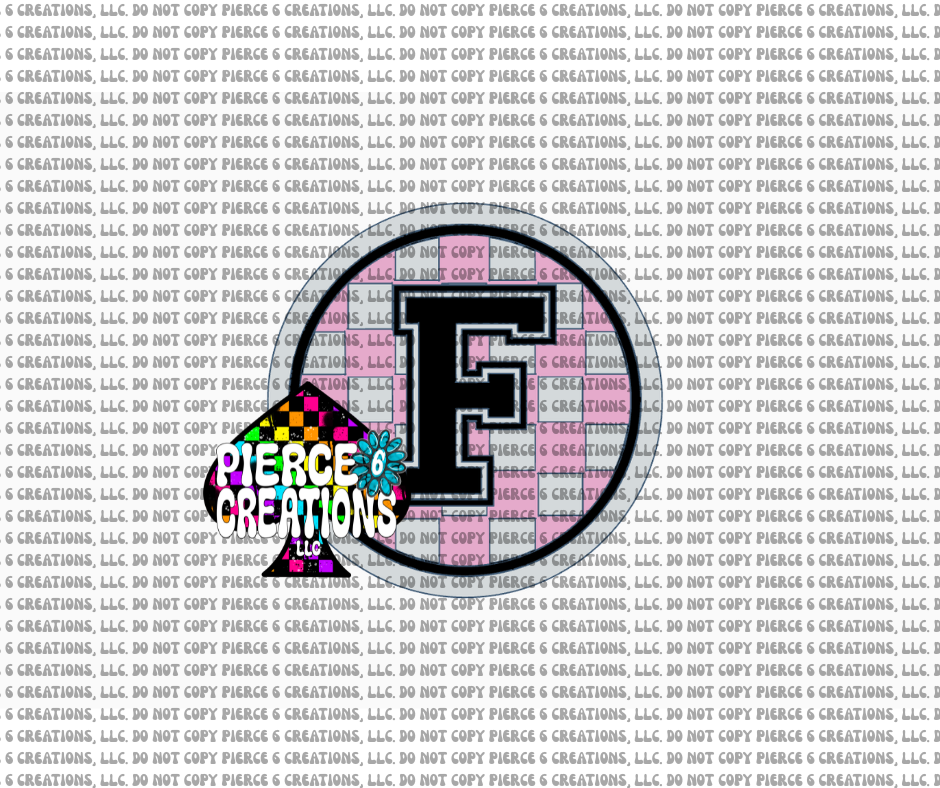 Varsity Letter Checkered Circle Insert