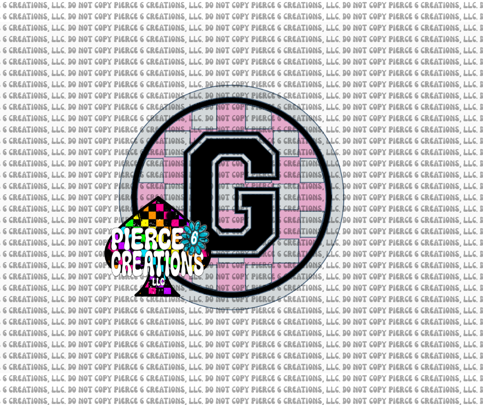 Varsity Letter Checkered Circle Insert