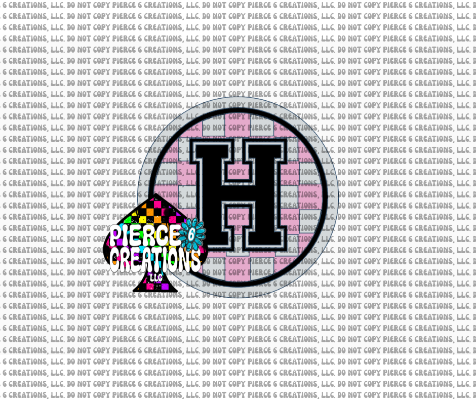 Varsity Letter Checkered Circle Insert