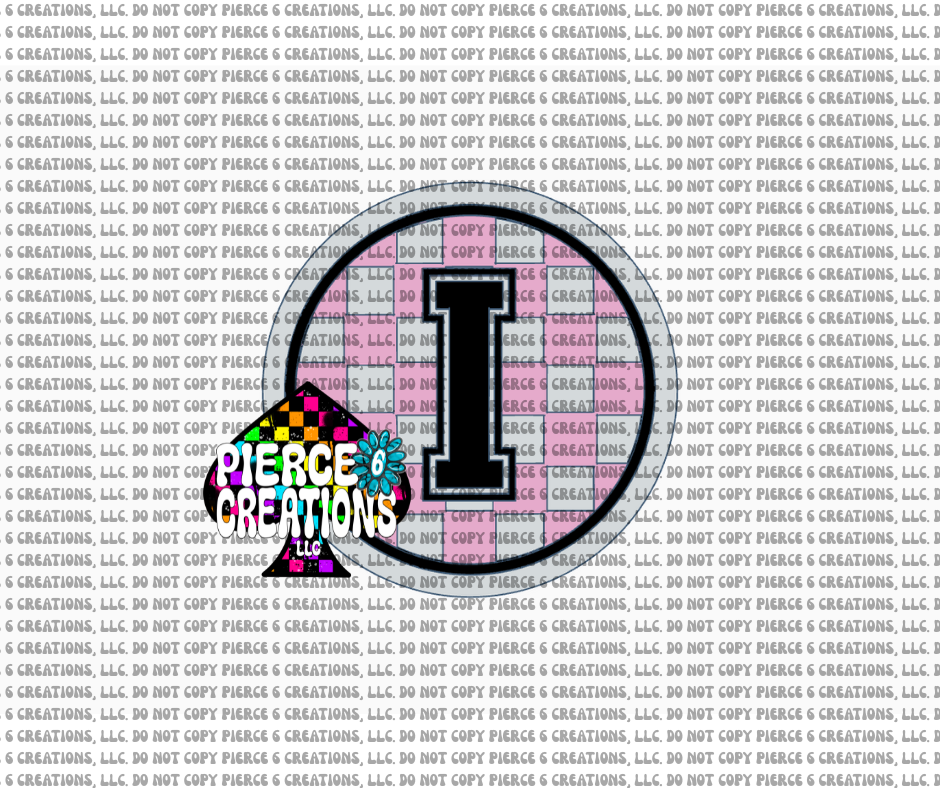 Varsity Letter Checkered Circle Insert