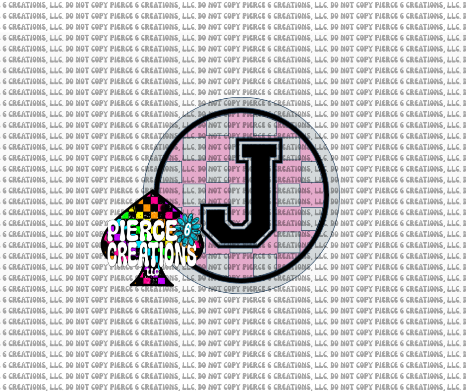 Varsity Letter Checkered Circle Insert