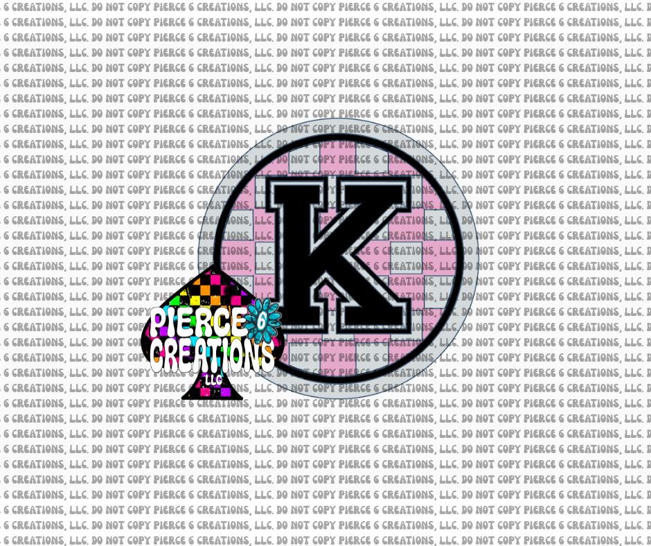 Varsity Letter Checkered Circle Insert