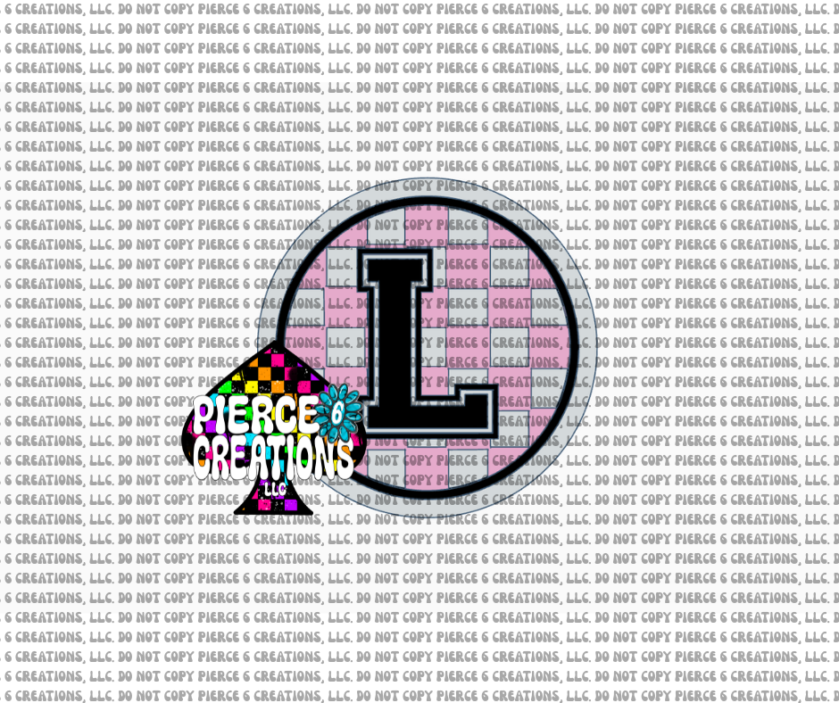 Varsity Letter Checkered Circle Insert