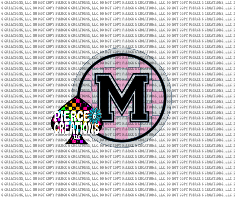 Varsity Letter Checkered Circle Insert