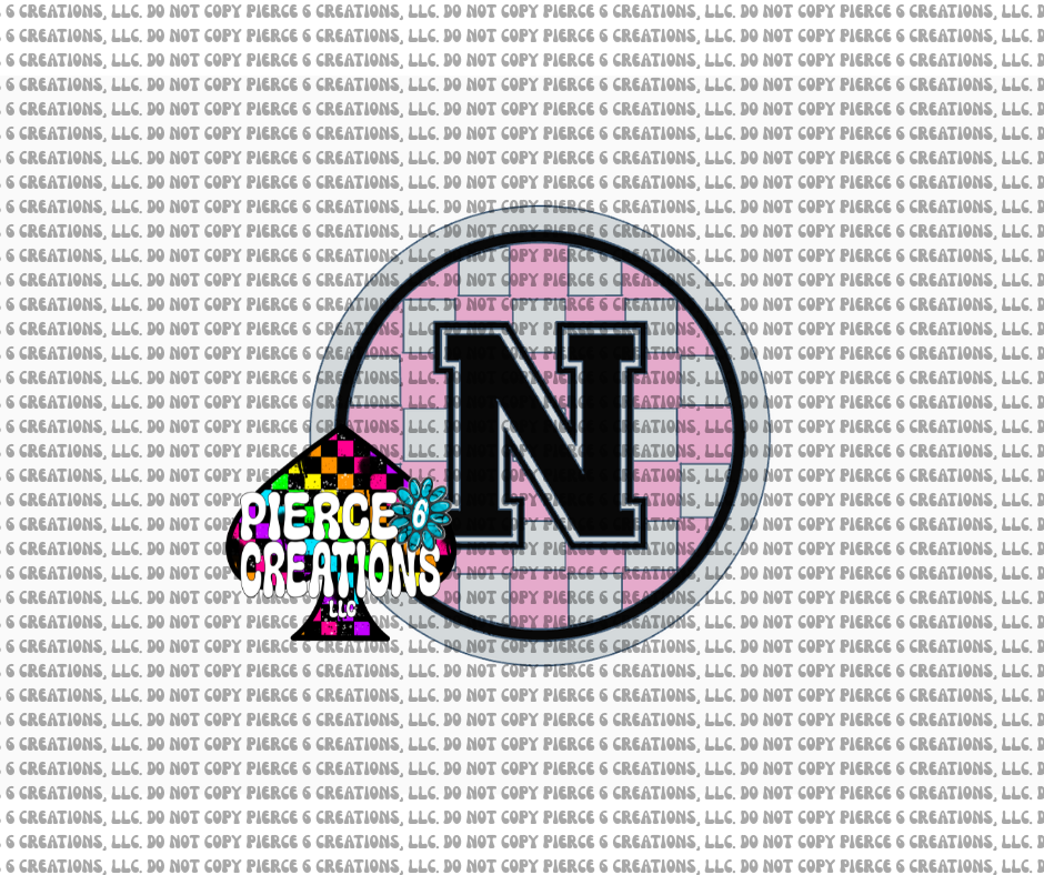 Varsity Letter Checkered Circle Insert