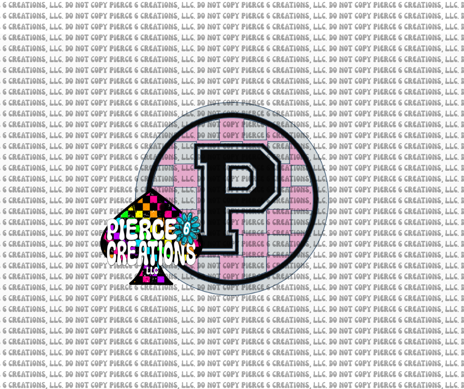 Varsity Letter Checkered Circle Insert
