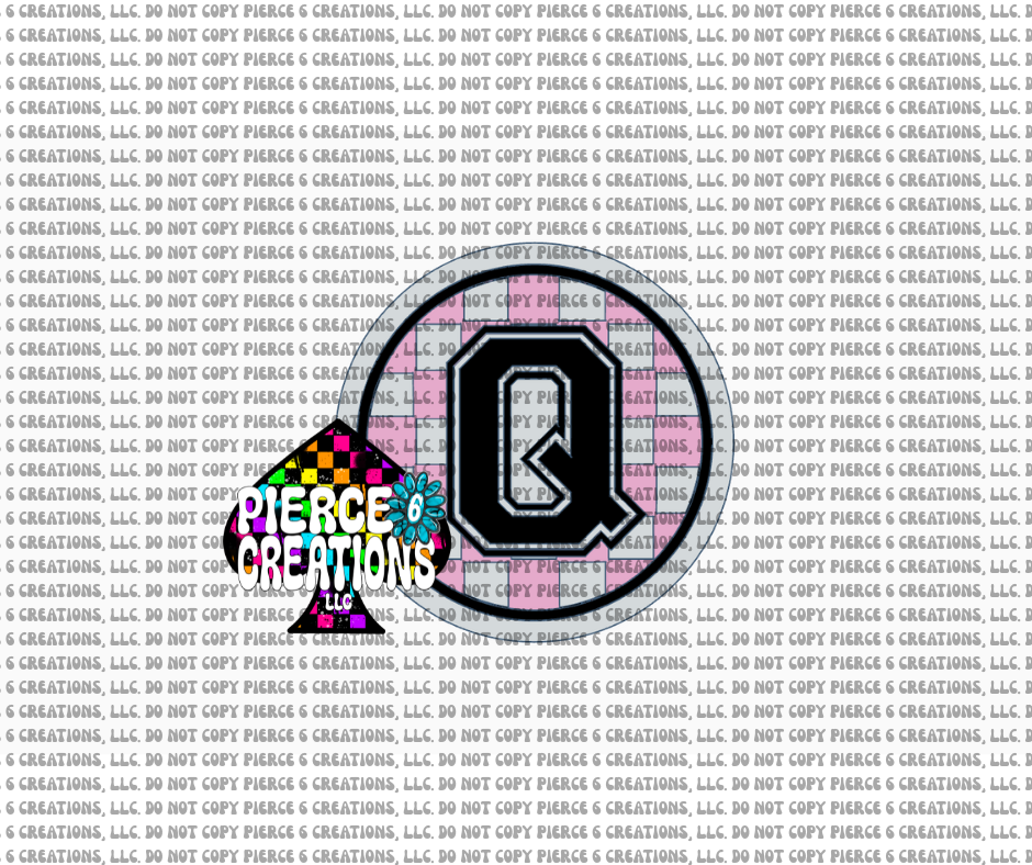 Varsity Letter Checkered Circle Insert