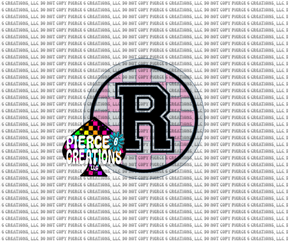 Varsity Letter Checkered Circle Insert