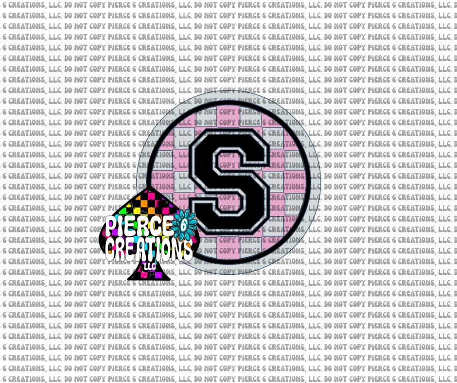 Varsity Letter Checkered Circle Insert