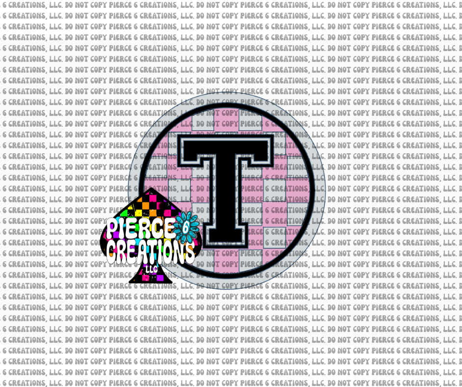 Varsity Letter Checkered Circle Insert