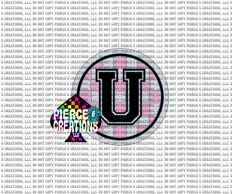 Varsity Letter Checkered Circle Insert