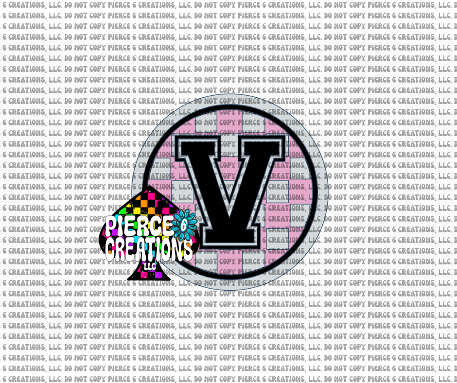 Varsity Letter Checkered Circle Insert