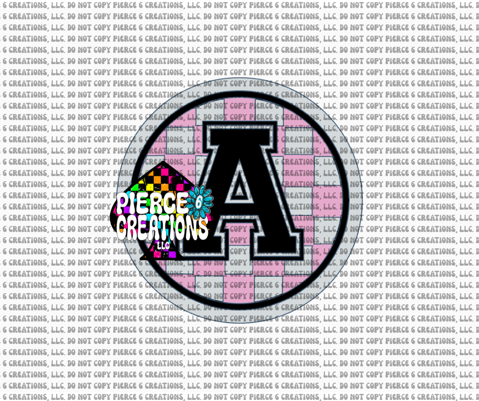 Varsity Letter Checkered Circle Insert