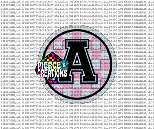 Varsity Letter Checkered Circle Insert