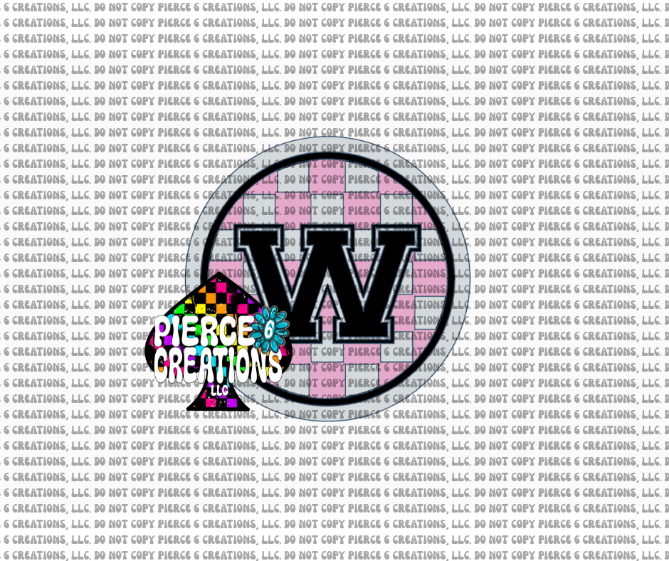 Varsity Letter Checkered Circle Insert