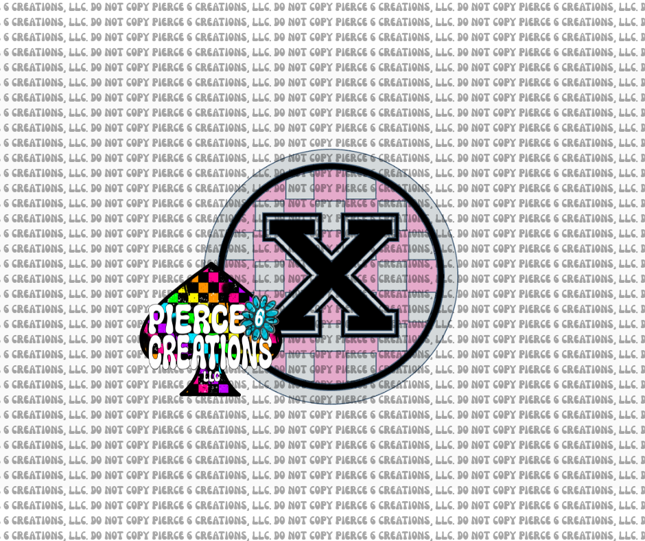 Varsity Letter Checkered Circle Insert