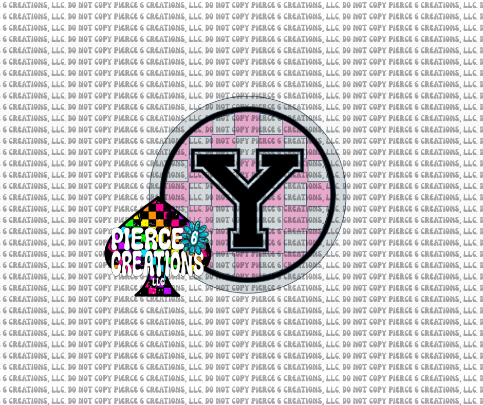 Varsity Letter Checkered Circle Insert